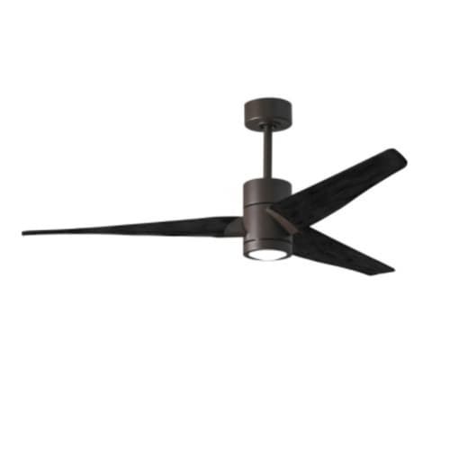 Matthews Fan 60-in 33W Super Janet Ceiling Fan w/ LED Light Kit, DC, 6-Speed, 3-Black Blades, Bronze