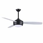 Matthews Fan 52-in 61W T-24 Ceiling Fan w/Light, AC, 3-Speed, 3-Matte White/Silver Blades, Matte Black