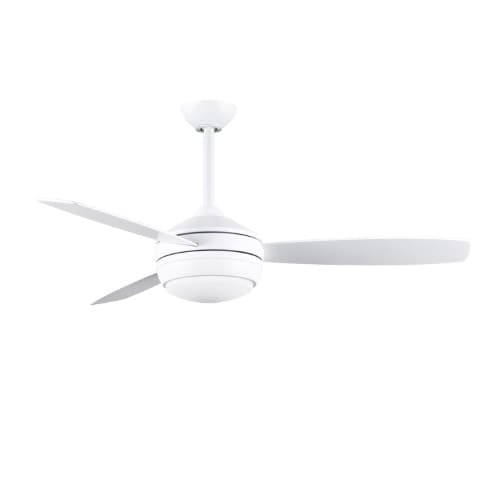 Matthews Fan 52-in 61W T-24 Ceiling Fan w/Light, AC, 3-Speed, 3-Matte White/Silver Blades, Matte White