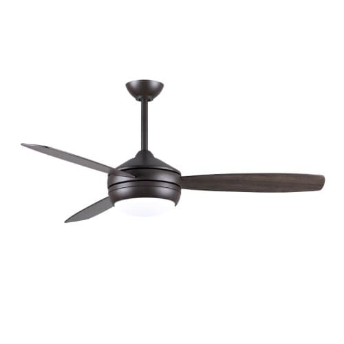 Matthews Fan 52-in 61W T-24 Ceiling Fan w/Light, AC, 3-Speed, 3-Gray Ash/Walnut Blade, Textured Bronze