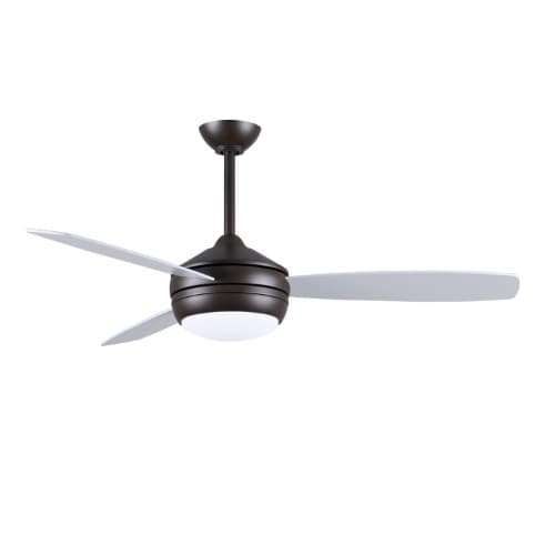 Matthews Fan 52-in 61W T-24 Ceiling Fan w/Light, AC, 3-Speed, 3-White/Silver Blade, Textured Bronze