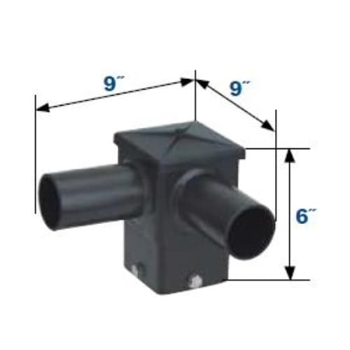 MaxLite Square Pole Fitter, 2 Horizontal Tenons, 90 Degree Angle