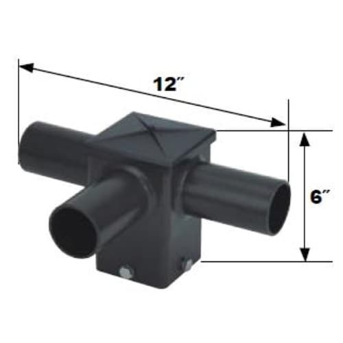 MaxLite Square Pole Fitter, 3 Horizontal Tenons, 90 Degree Angle