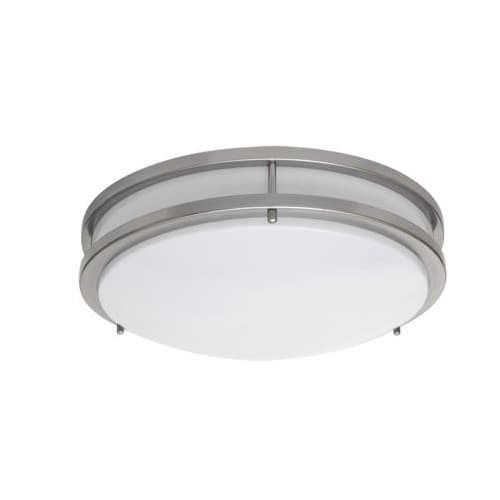 MaxLite 14" 17W LED Flush Mount Light, 75W Inc. Retrofit, Dim, 1241 lm, 2700K, Brushed Nickel