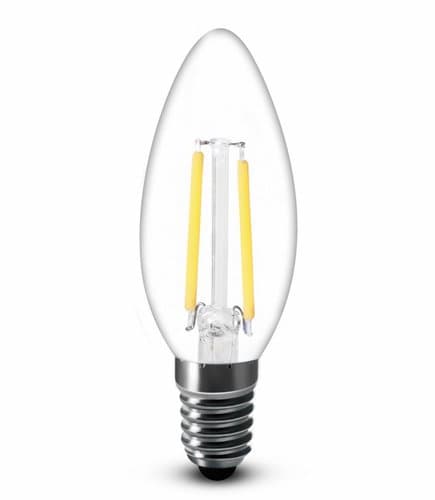 MaxLite 4W LED Candelabra Filament Glass Bulb, Dimmable, 2700K, 330 Lumens