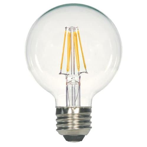 MaxLite 7.5W LED G25 Filament Glass Bulb, Dimmable, 2700K, 800 Lumens