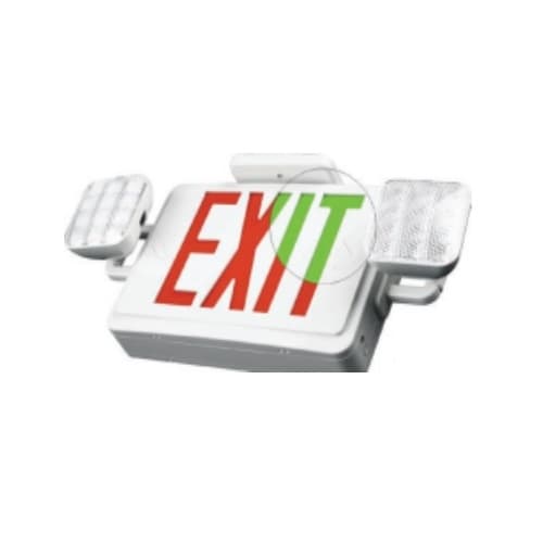 NaturaLED 3.5W LED Green & Red Emergency Exit Sign w/ Light, 120V-277V, WH