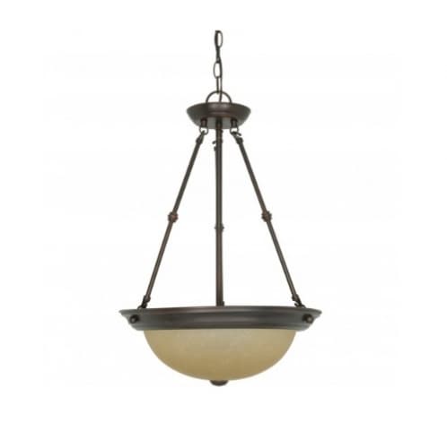 Nuvo 15in Pendant Light, Champagne Linen Glass, Mahogany Bronze