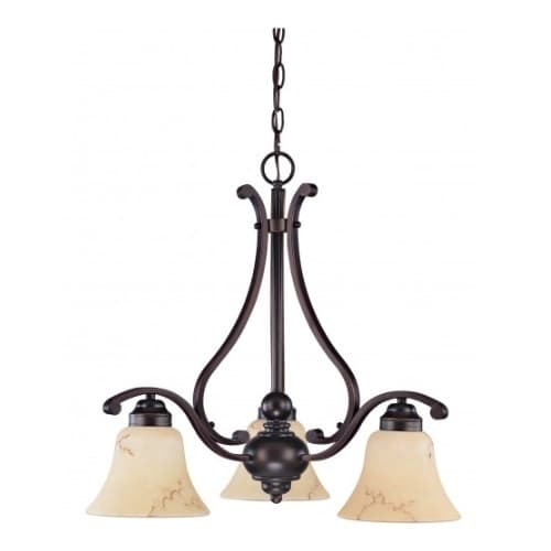 Nuvo Anastasia 60W Chandelier, Copper Espresso, Honey Marble Glass