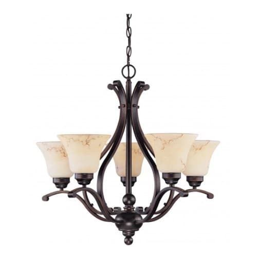 Nuvo Anastasia 60W Chandelier Light, Copper Espresso, Honey Marble Glass