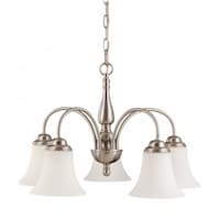 Dupont 21" Chandelier light, Satin White Glass, Brushed Nickel