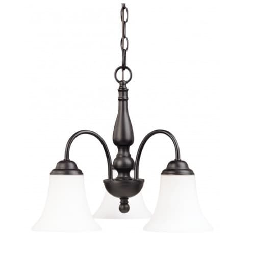 Nuvo Dupont 16" Chandelier, 3 Lights, Satin White Glass, Dark Chocolate Bronze