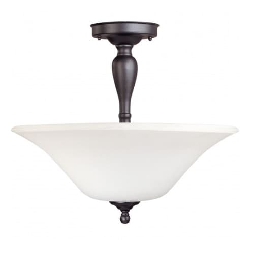 Nuvo Dupont LED Semi Flush Light, Satin White Glass, Dark Chocolate Bronze