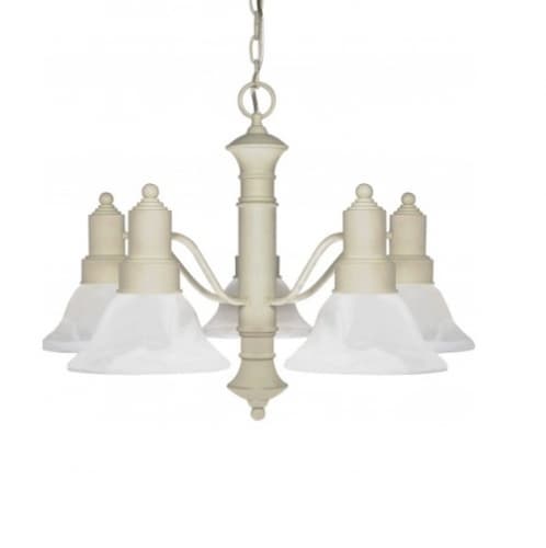 Nuvo 60W 25 in. Gotham Chandelier, Alabaster Glass Bell Shades, White