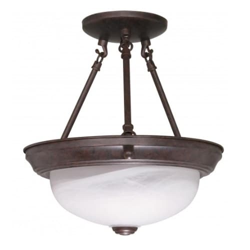 Nuvo 11" Semi-Flush Mount Ceiling Light Fixture, Old Bronze, Alabaster Glass