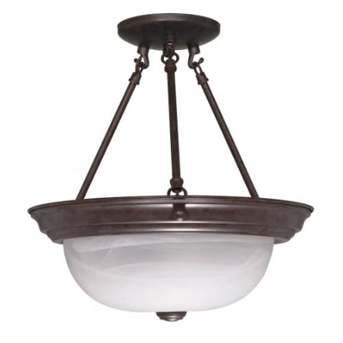 Nuvo 13" Semi-Flush Mount Ceiling Light Fixture, Old Bronze, Alabaster Glass