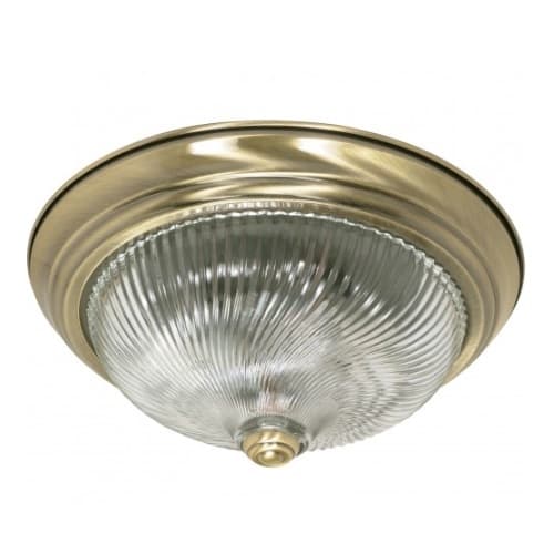 Nuvo 2-Light 13" Flush Mount Ceiling Light Fixture, Antique Brass