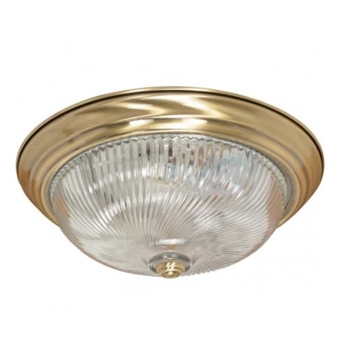 Nuvo 3-Light 15" Flush Mount Ceiling Light Fixture, Antique Brass