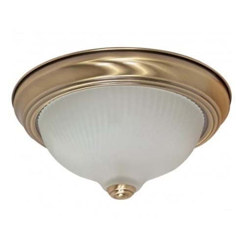 Nuvo 2-Light 11" Flush Mount Light Fixture, Antique Brass