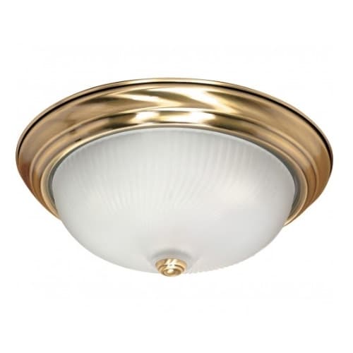 Nuvo 3-Light 15" Flush Mount Light Fixture, Antique Brass