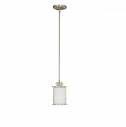 Nuvo 60W Odeon Mini Pendant, White Satin, Brushed Nickel