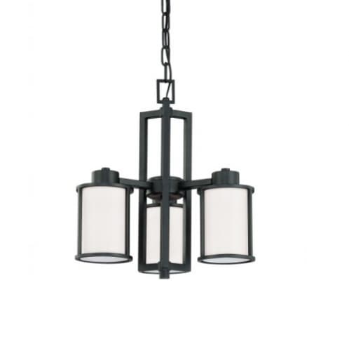 Nuvo 60W Odeon Chandelier, White Satin, 4-Lights, Aged Bronze