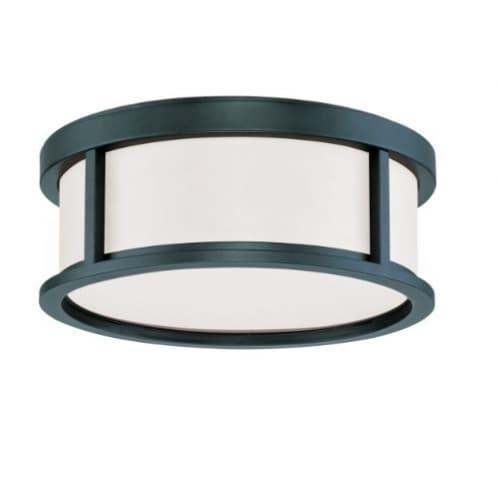 Nuvo 60W 15in Odeon Flush Mount, White Satin, Aged Bronze