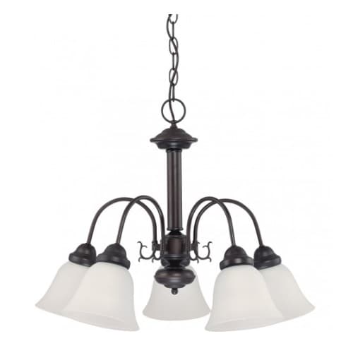 Nuvo 60W Ballerina 24" Chandelier w/ Frosted White Glass, Mahogany Bronze