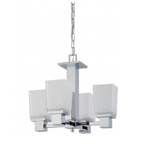 Nuvo 60W Parker Chandelier w/ Sandstone-Etched Glass, Polished Chrome