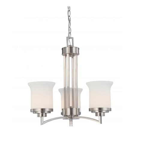 Nuvo Harmony Chandelier, Satin White Glass