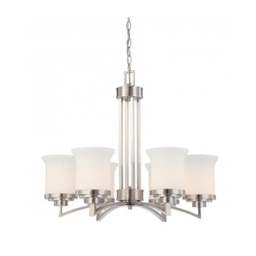 Nuvo Harmony Light Chandelier, Satin White Glass