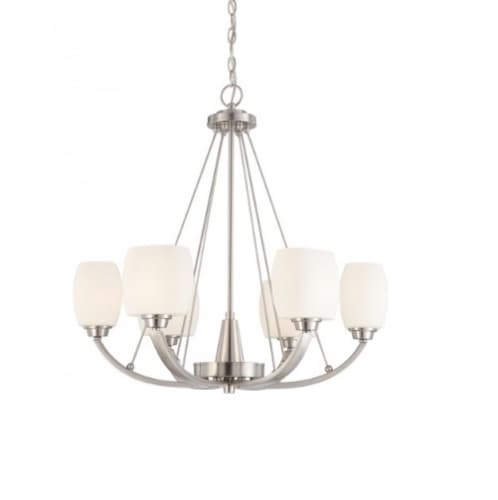 Nuvo 60W Helium Chandelier Light, 6-Light, Brushed Nickel