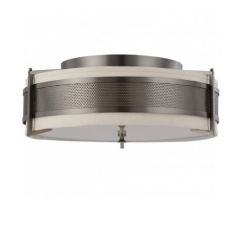 Nuvo 60W Diesel Flush Mount, Large, Khaki Fabric Shade, Hazel Bronze