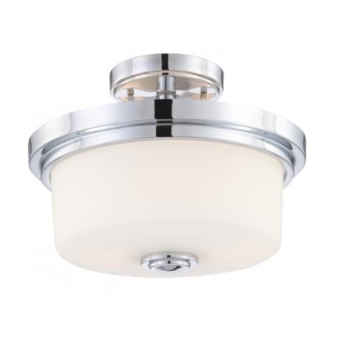 Nuvo 60W Soho Semi-Flush Mount Light Fixture, 2-Light, Satin White Glass