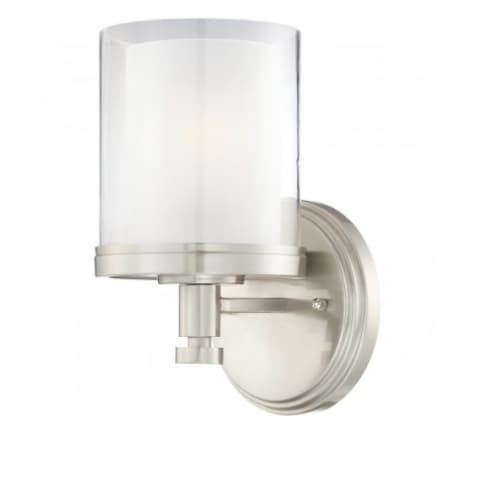 Nuvo 100W Decker Vanity Light, Clear & Frosted, 1-Light, Brushed Nickel