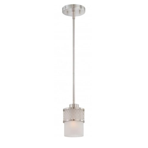 Nuvo 60W Mini Pendant Hanging Light Fixture, Brushed Nickel