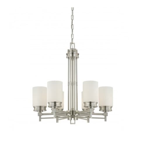 Nuvo Wright Chandelier Light, Satin White Glass