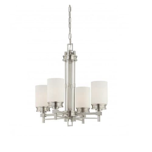 Nuvo Wright Chandelier Light, Satin White Glass