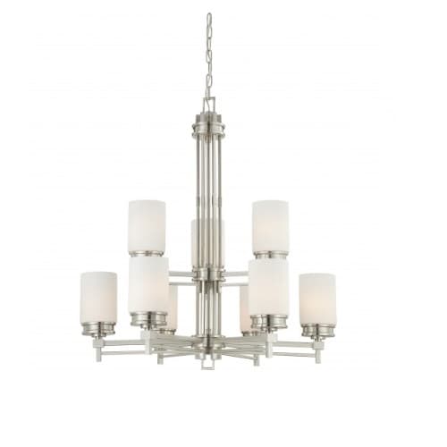 Nuvo Wright Chandelier Light, Satin White Glass