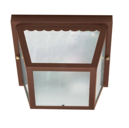 Nuvo 10in Carport Flush Mount Fixture, Metal Frame, Old Bronze