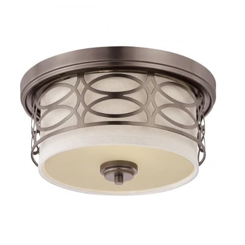 Nuvo Harlow Flush Dome Light Fixture, Khaki Fabric Shade