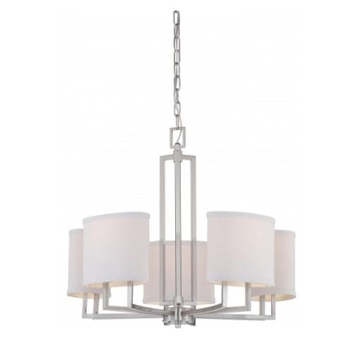 Nuvo 60W 5-Light Chandelier w/ Slate Gray Shade, Brushed Nickel