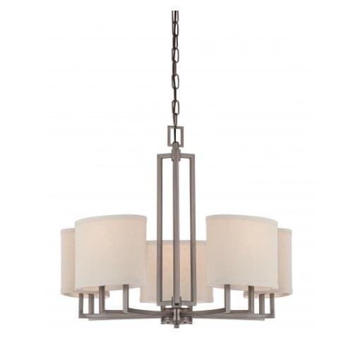 Nuvo 60W 5-Light Chandelier w/ Khaki Fabric Shades, Hazel Bronze