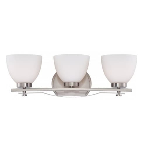 Nuvo 100W 3-Light Wall Mounted Vanity Light, Brushed Nickel