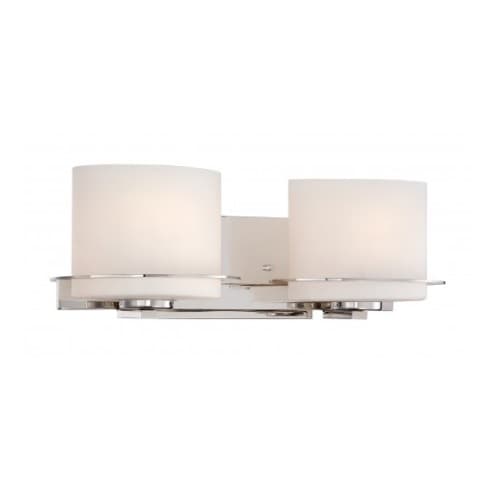 Nuvo Loren 2-Light Vanity Light Fixture, Polished Nickel, Etched Opal Glass