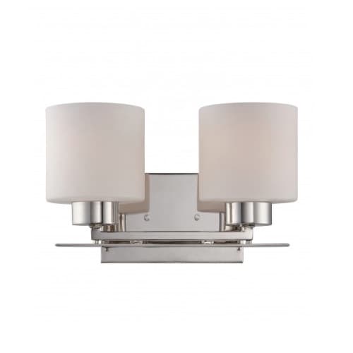 Nuvo Parallel Vanity Light Fixture, Mountable, 2-Light, Polished Nickel