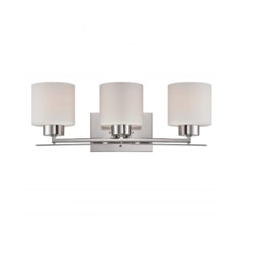 Nuvo Parallel Vanity Light Fixture, Mountable, 3-Light, Polished Nickel