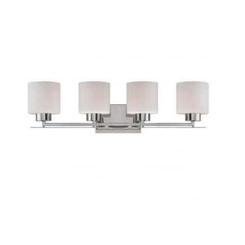 Nuvo Parallel Vanity Light Fixture, Mountable, 4-Light, Polished Nickel