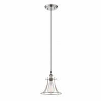 100W Vintage 8.25" 1-Light Caged Mini Pendant Light, Polished Nickel