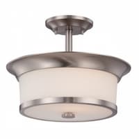 Mobili Semi-Flush Mount Ceiling Light, Brushed Nickel, Satin White Glass